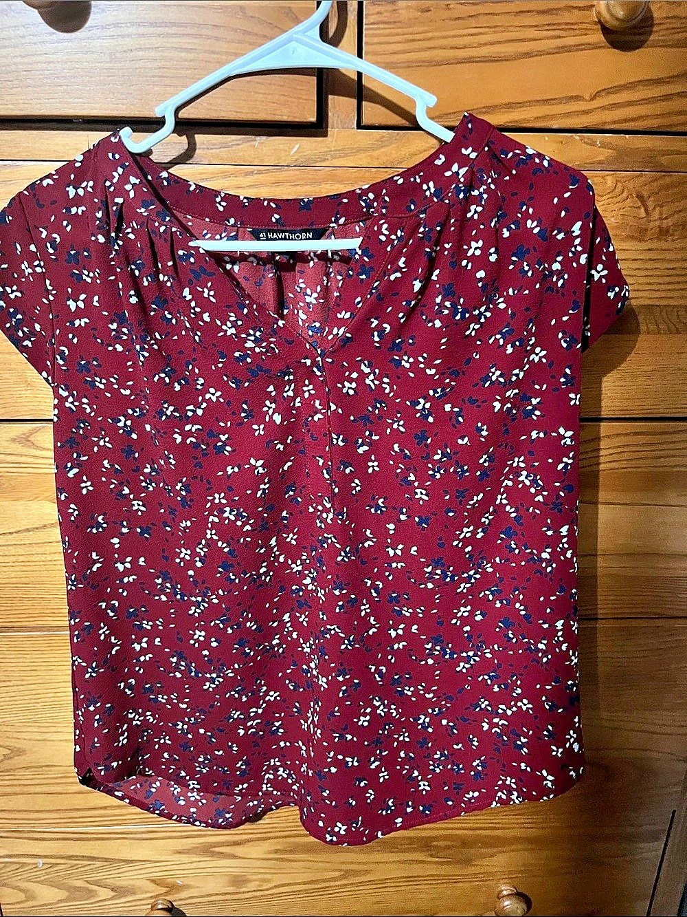 Floral Short Sleeve Blouse in Red & White